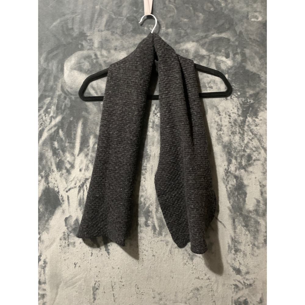 Bandolera Wool Scarf Unisex Charcoal Grey Waffle Knit Textured Boho Cottage